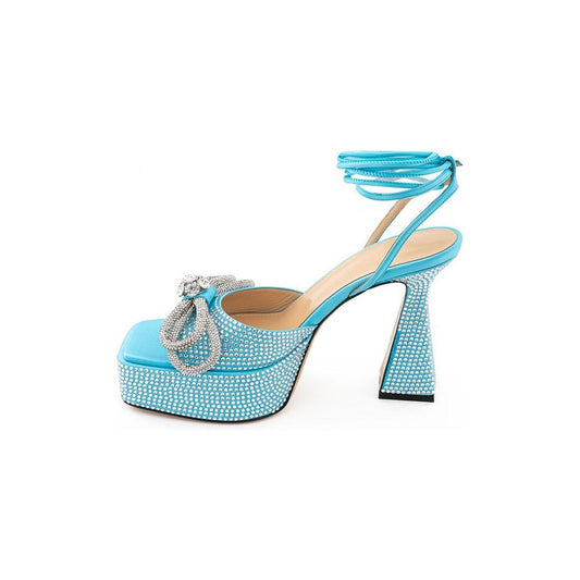 MACH & MACH Light Blue Leather Platforms & Wedge MACH & MACH