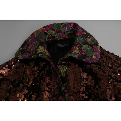 Dolce & Gabbana Multicolor Sequined Long Coat Jaquard Jacket