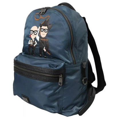 Dolce & Gabbana Blue Nylon #DGFamily Patch Men Backpack Bag