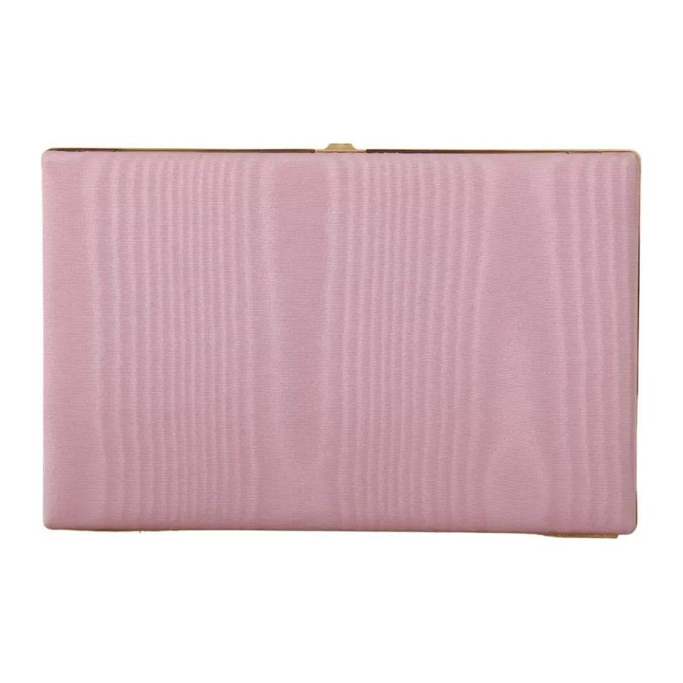 Dolce & Gabbana Pink Silk Gold Frame Clutch Evening Party Purse Bag Dolce & Gabbana