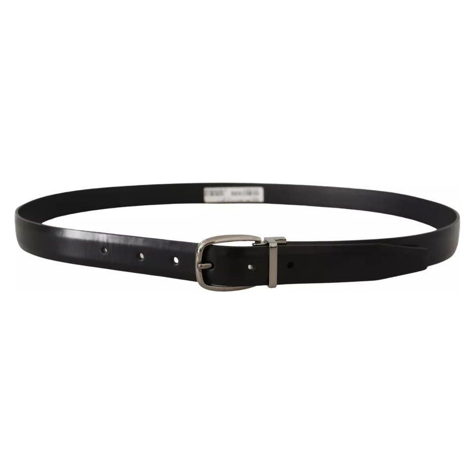 Dolce & Gabbana Black Classic Leather Chrome Metal Buckle Belt Dolce & Gabbana