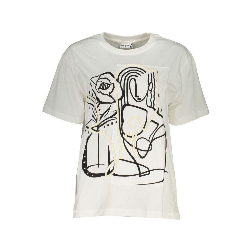 Desigual White Cotton Tops & T-Shirt Desigual