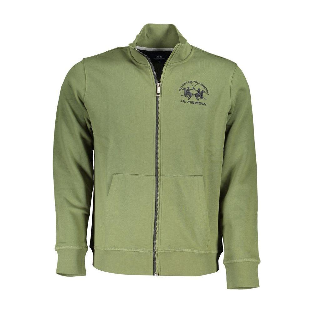 La Martina Classic Green Zippered Fleece Sweatshirt La Martina