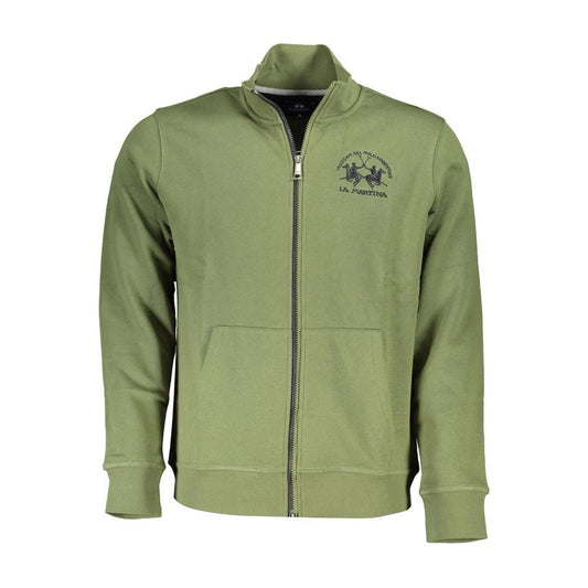 La Martina Classic Green Zippered Fleece Sweatshirt La Martina