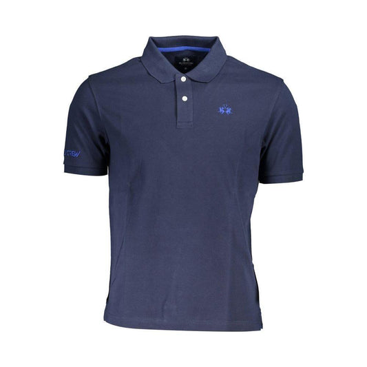 La Martina Blue Cotton Men Polo Shirt La Martina