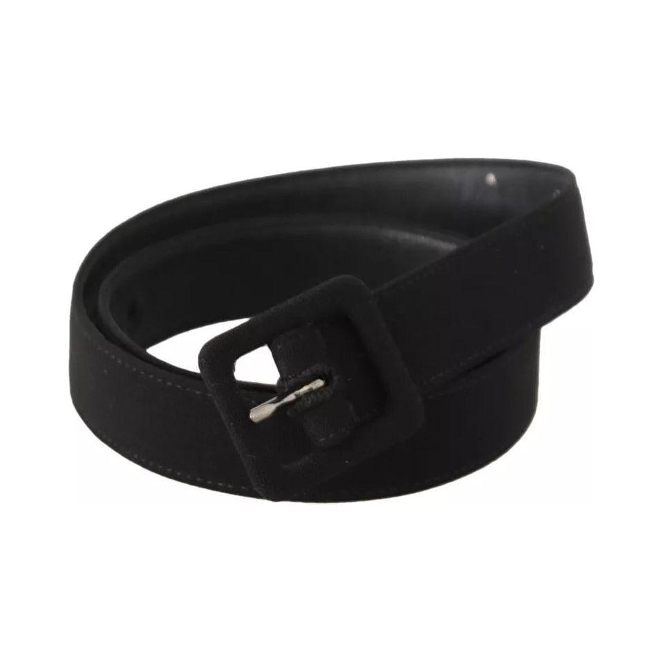 Dolce & Gabbana Black Velvet Leather Logo Waist Buckle Belt Dolce & Gabbana