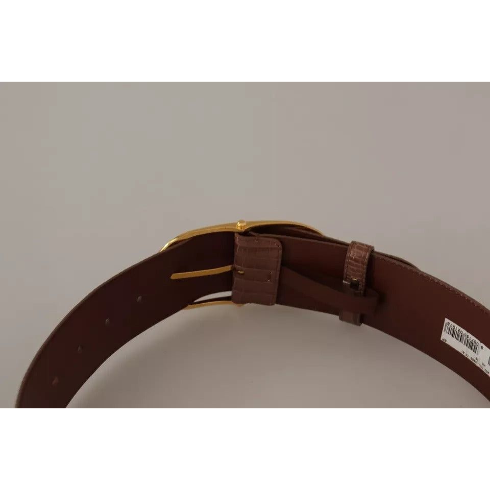 Dolce & Gabbana Brown Wide Waist Leather Gold Oval Metal Buckle Belt Dolce & Gabbana