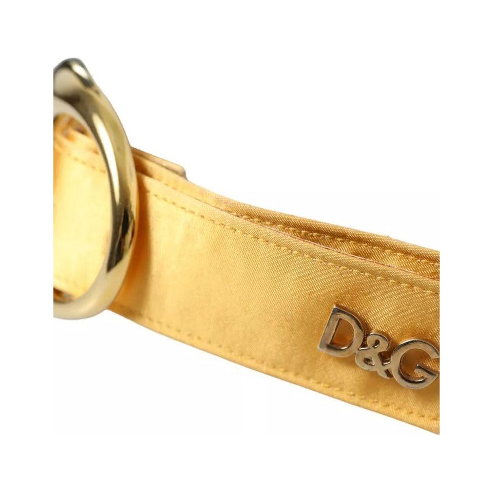 Dolce & Gabbana Gold Satin Leather Oval Metal Buckle Belt Dolce & Gabbana