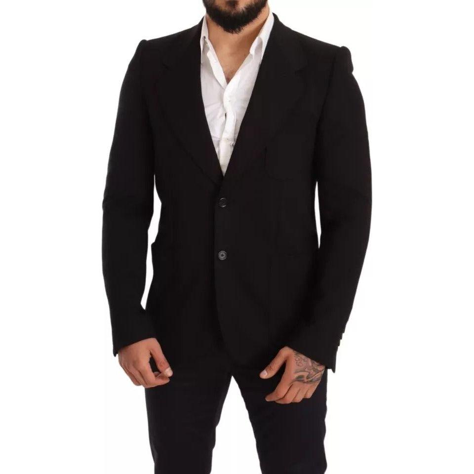 Dolce & Gabbana Black Wool Slim Fit Coat Jacket Blazer Dolce & Gabbana