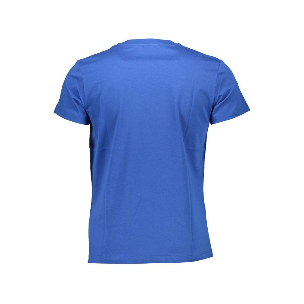 Diesel Blue Cotton Crew Neck Tee with Graphic Logo Diesel