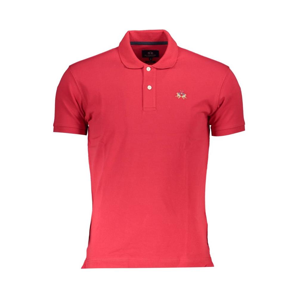 La Martina Red Cotton Men Polo Shirt La Martina