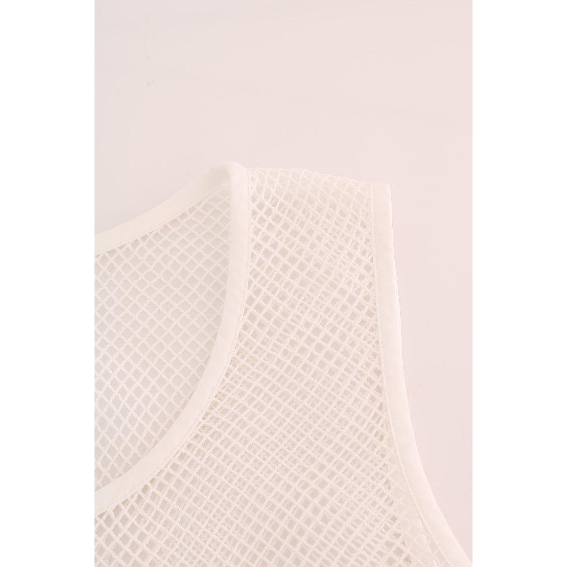Dolce & Gabbana White Net Tank Transparent Top
