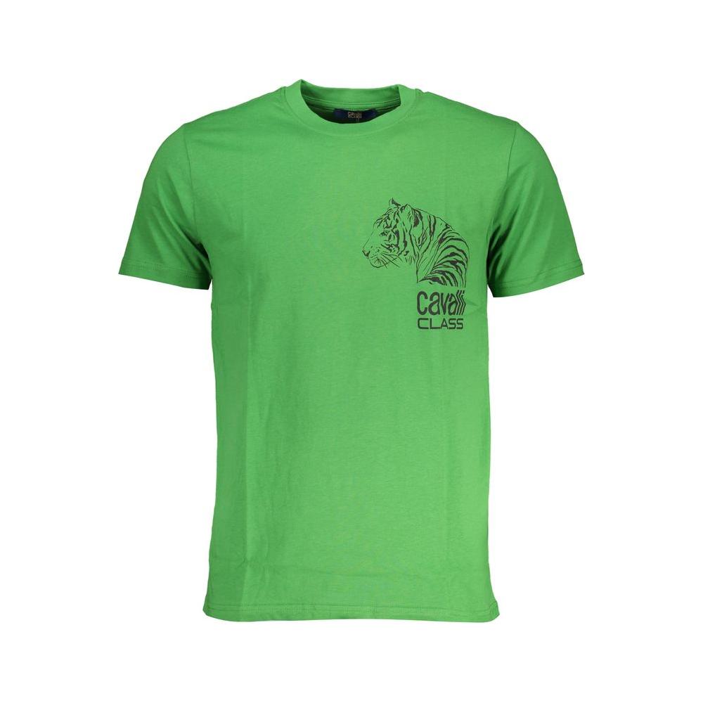 Cavalli Class Green Cotton T-Shirt Cavalli Class