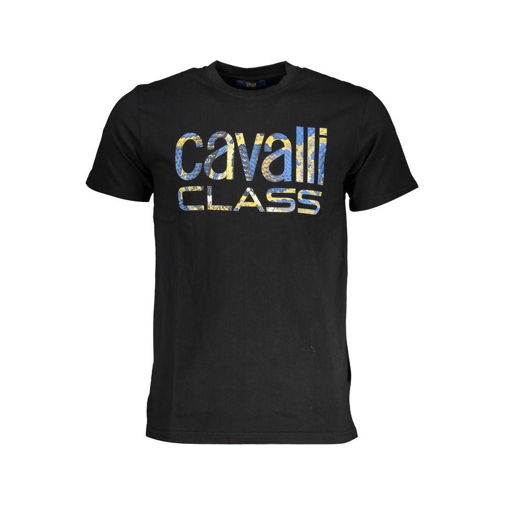 Cavalli Class Black Cotton T-Shirt Cavalli Class