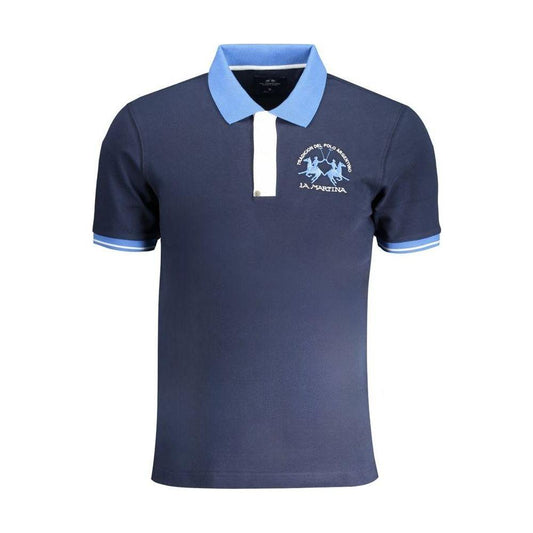 La Martina Blue Cotton Polo Shirt La Martina