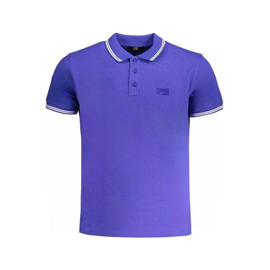 Cavalli Class Blue Cotton Polo Shirt Cavalli Class