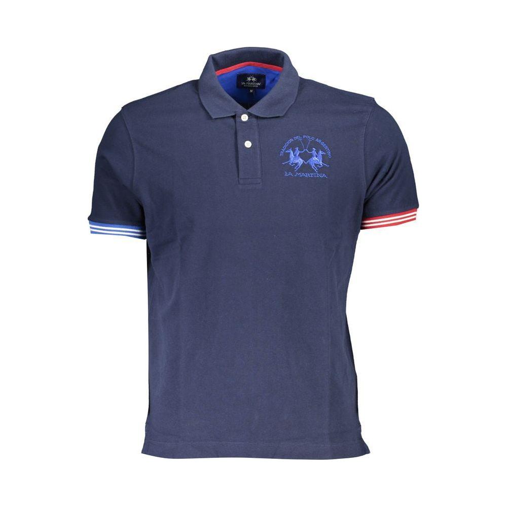 La Martina Elegant Blue Contrast Detail Polo Shirt La Martina