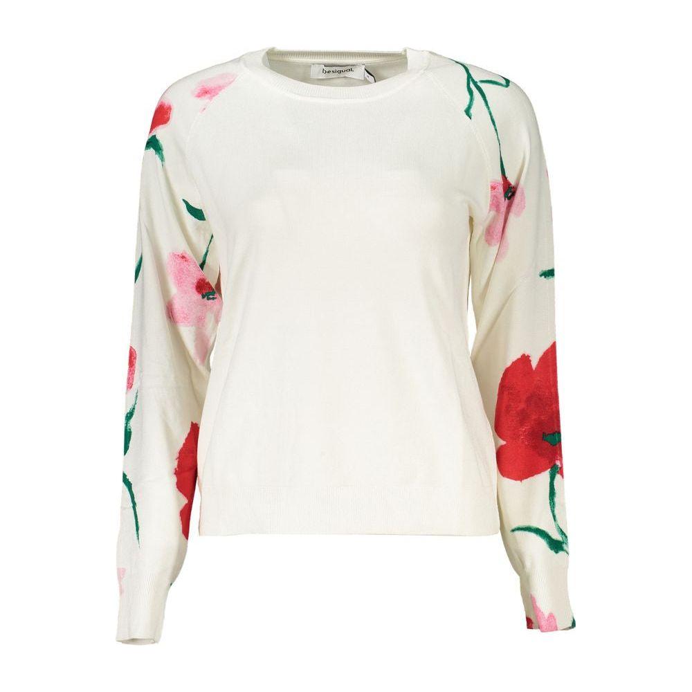 Desigual Elegant Crew Neck Sweater with Contrast Details Desigual