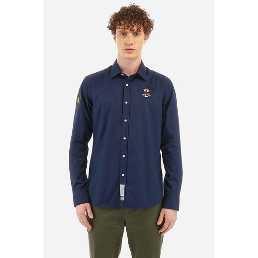 La Martina Blue Cotton Shirt La Martina