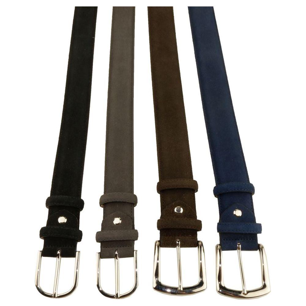 Made in Italy Elegant Quad of Suede Calfskin Belts Made in Italy