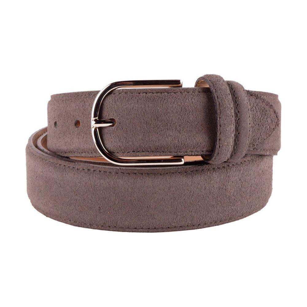 Made in Italy Elegant Gray Suede Calfskin Belt Made in Italy