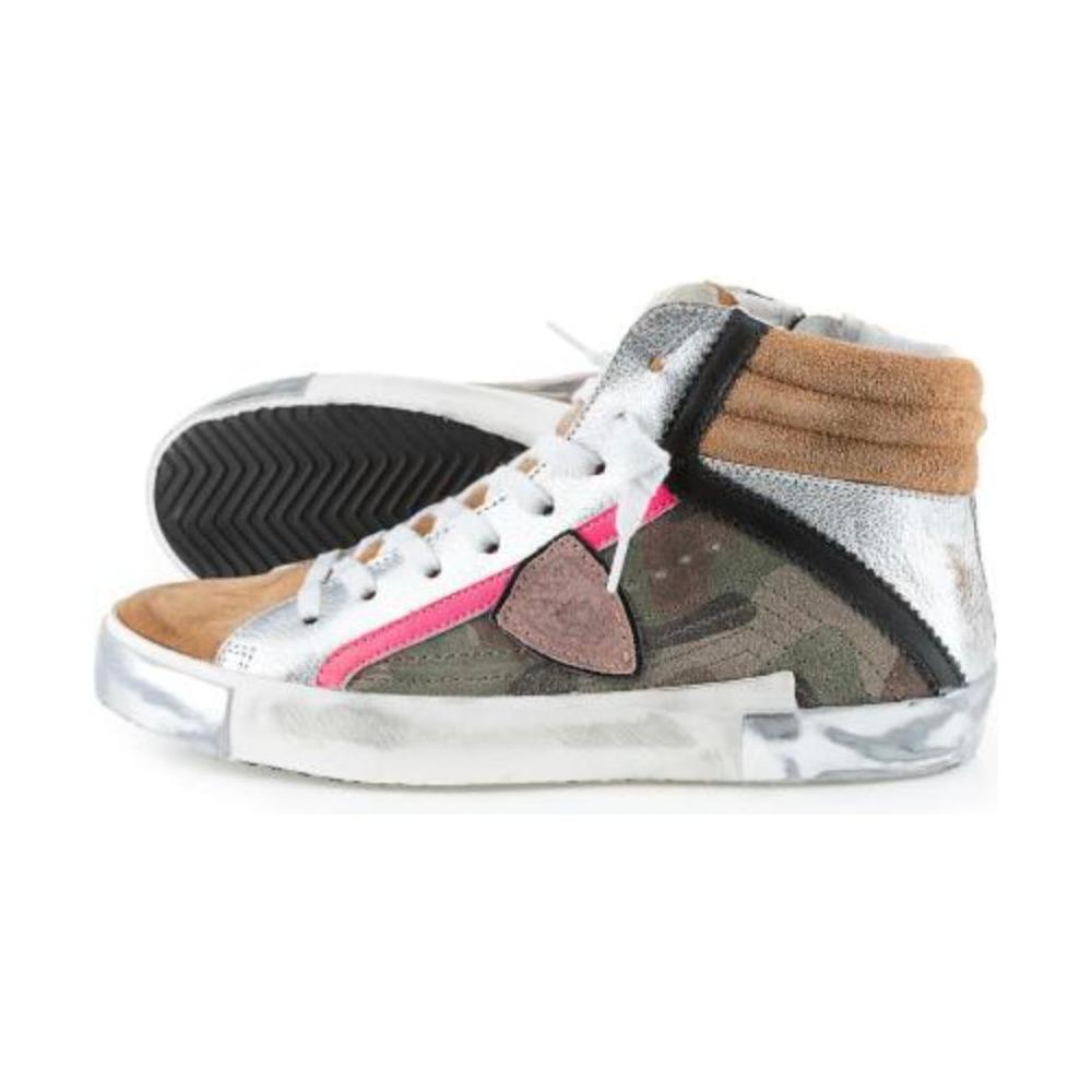 Philippe Model Army Green High-Top Sneakers with Leather Accents Philippe Model