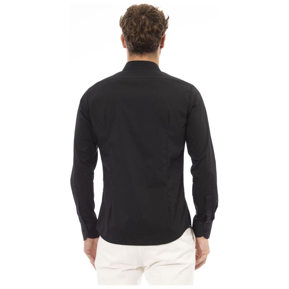 Baldinini Trend Black Cotton Men Shirt Baldinini Trend