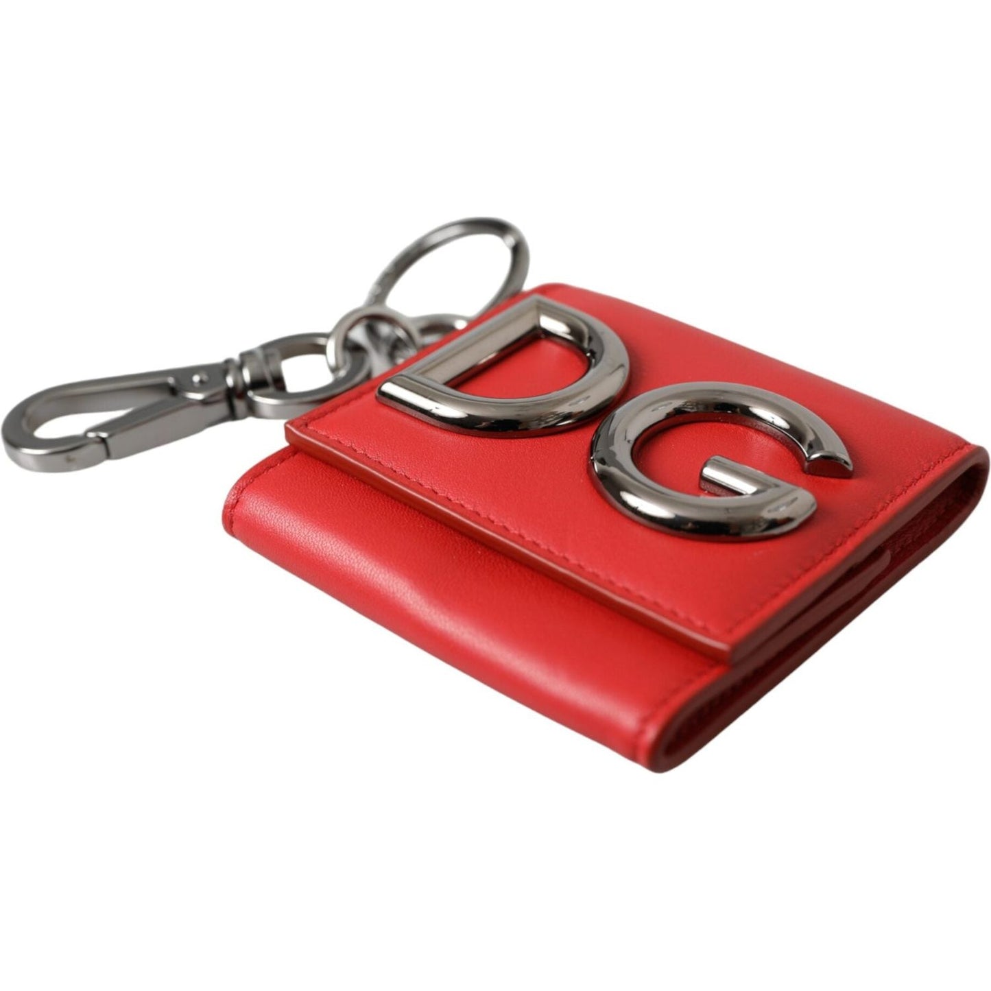 Dolce & Gabbana Red Calfskin Leather DG Logo Keyring Coin Purse Wallet Dolce & Gabbana