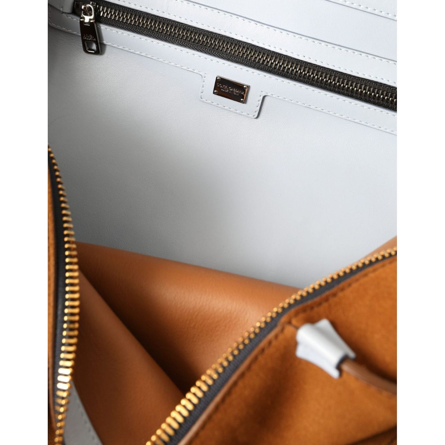 Dolce & Gabbana Brown Yellow Suede Leather Logo Backpack Bag