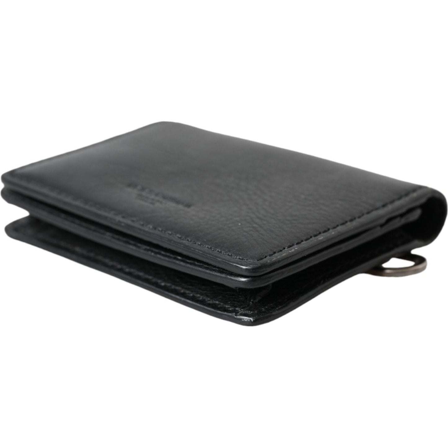 Dolce & Gabbana Black Leather Bifold Sling Women Card Holder Purse Wallet Dolce & Gabbana