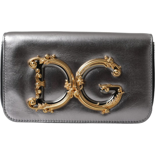 Dolce & Gabbana Metallic Silver Leather DG Girls Napa Shoulder Bag Dolce & Gabbana