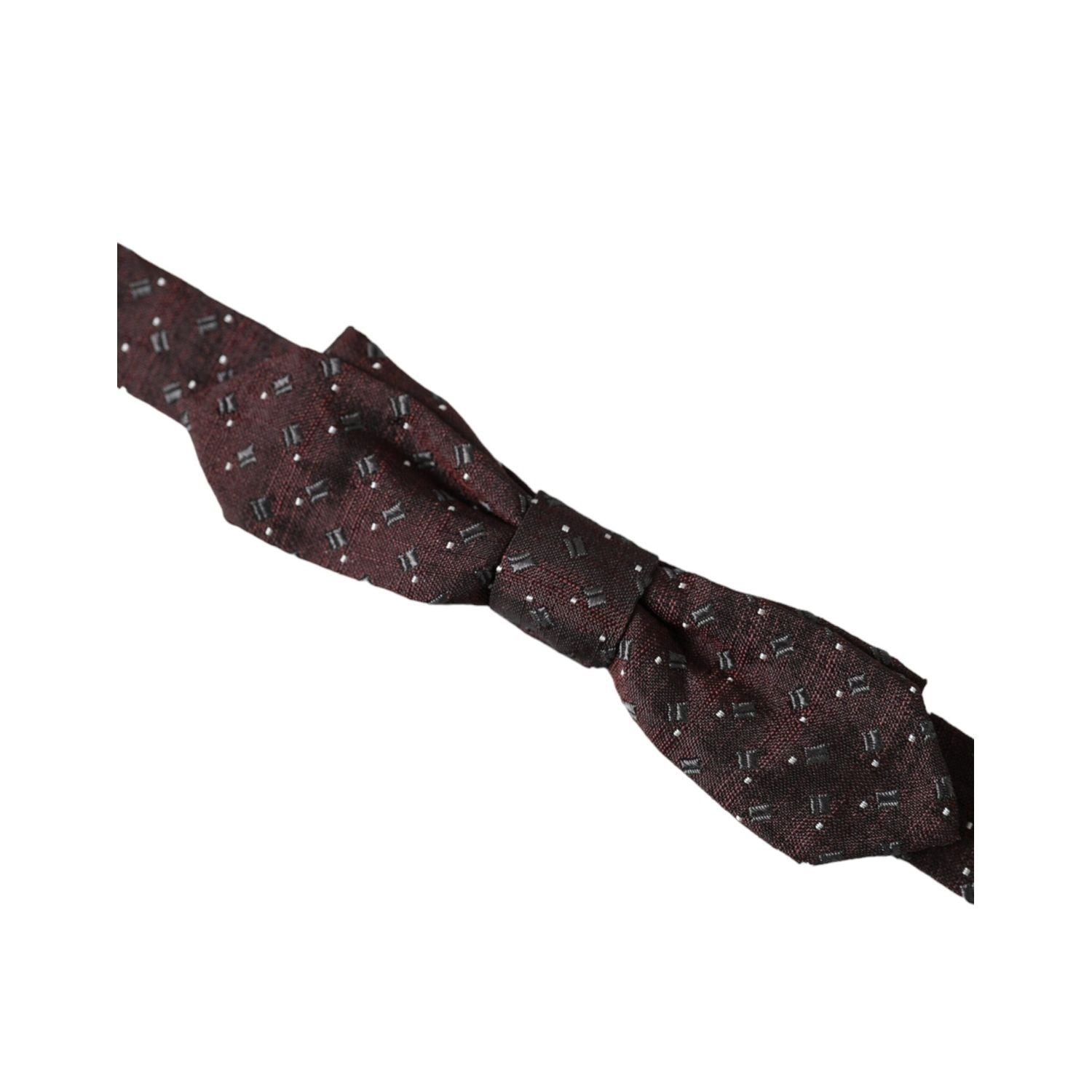 Dolce & Gabbana Maroon Silk Patterned Adjustable Neck Papillon Bow Tie