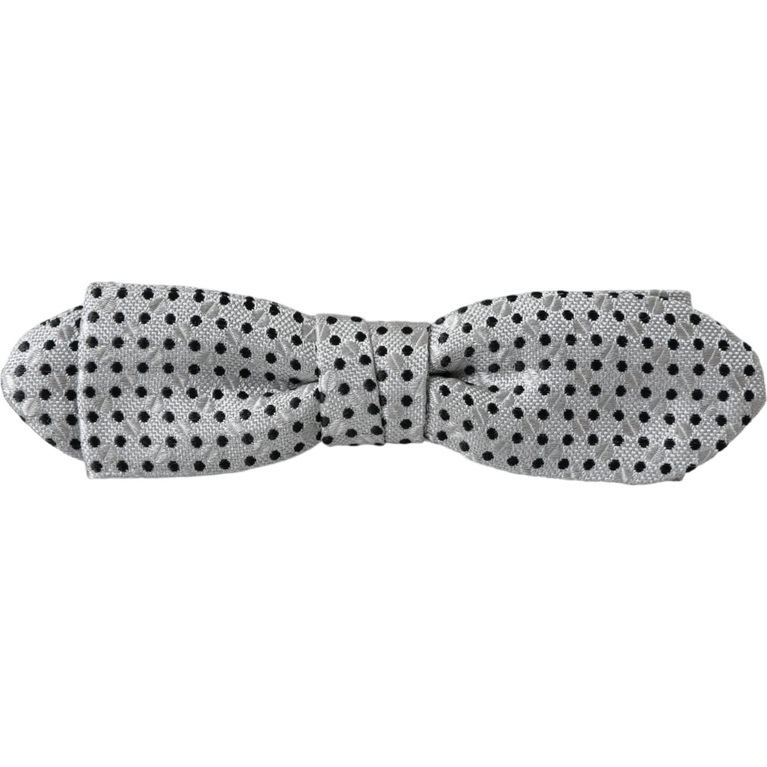 Dolce & Gabbana Gray Silk Polka Dot Adjustable Neck Men Papillon Bow Tie