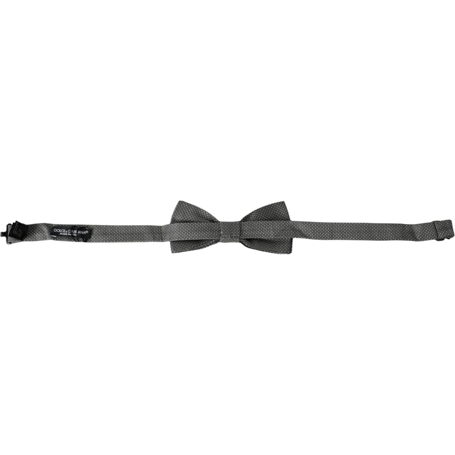 Dolce & Gabbana Gray Silk Patterned Adjustable Neck Men Bow Tie