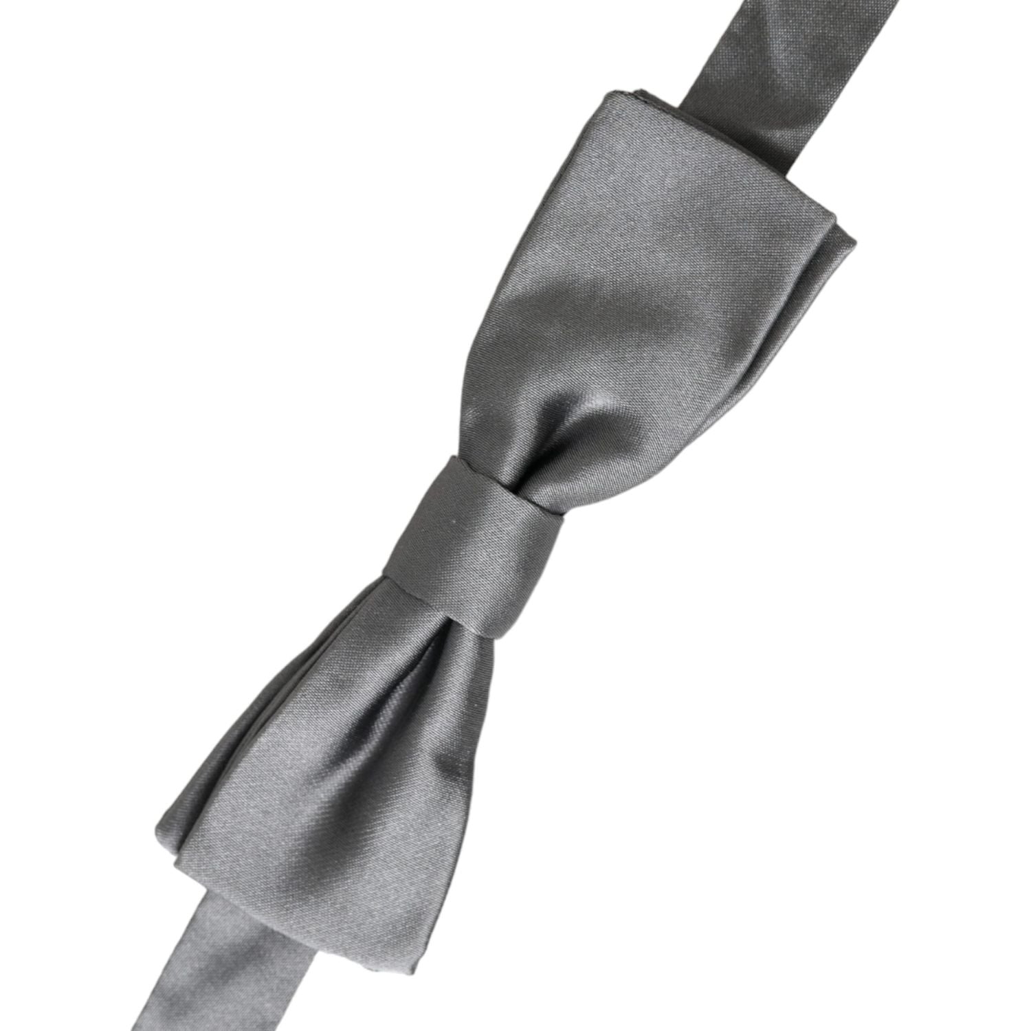 Dolce & Gabbana Gray Satin Silk Adjustable Neck Men Papillon Bow Tie