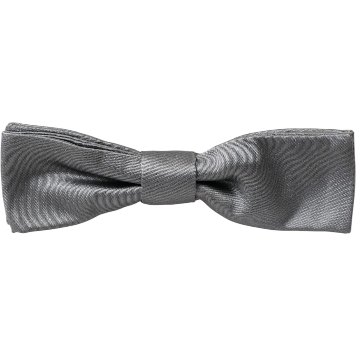 Dolce & Gabbana Gray Satin Silk Adjustable Neck Men Papillon Bow Tie