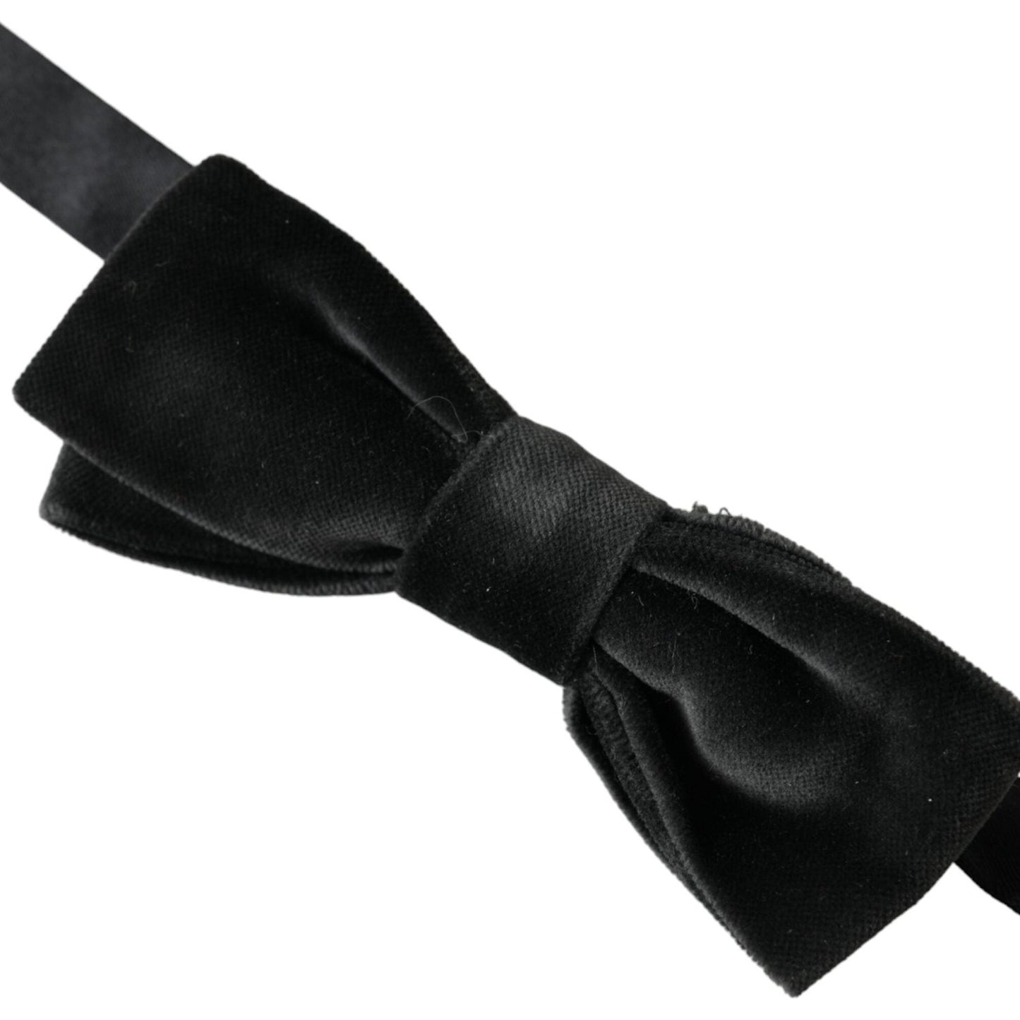 Dolce & Gabbana Black Velvet Cotton Adjustable Neck Men Bow Tie Dolce & Gabbana