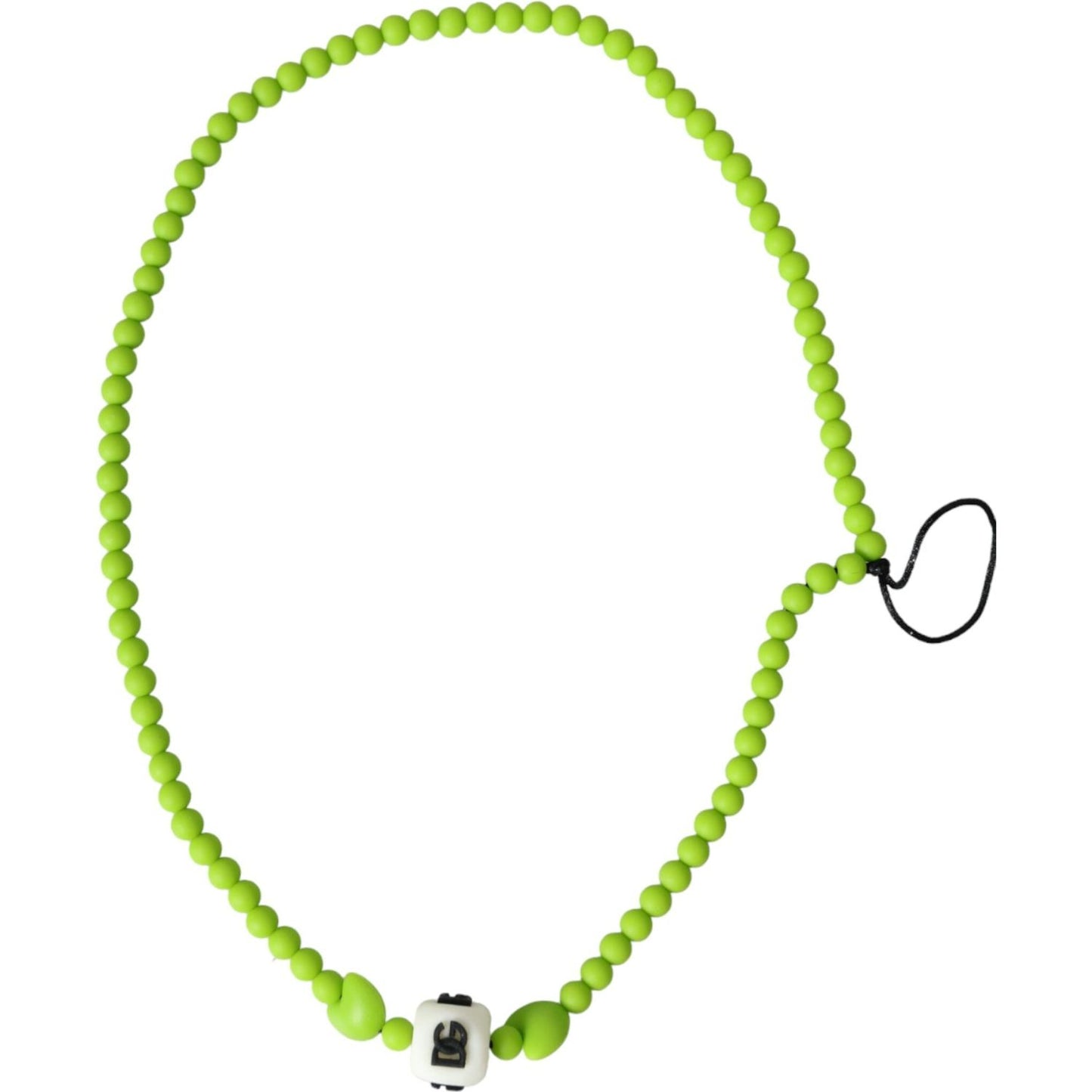 Dolce & Gabbana Green Beaded Chain DG Logo Charm Necklace Dolce & Gabbana