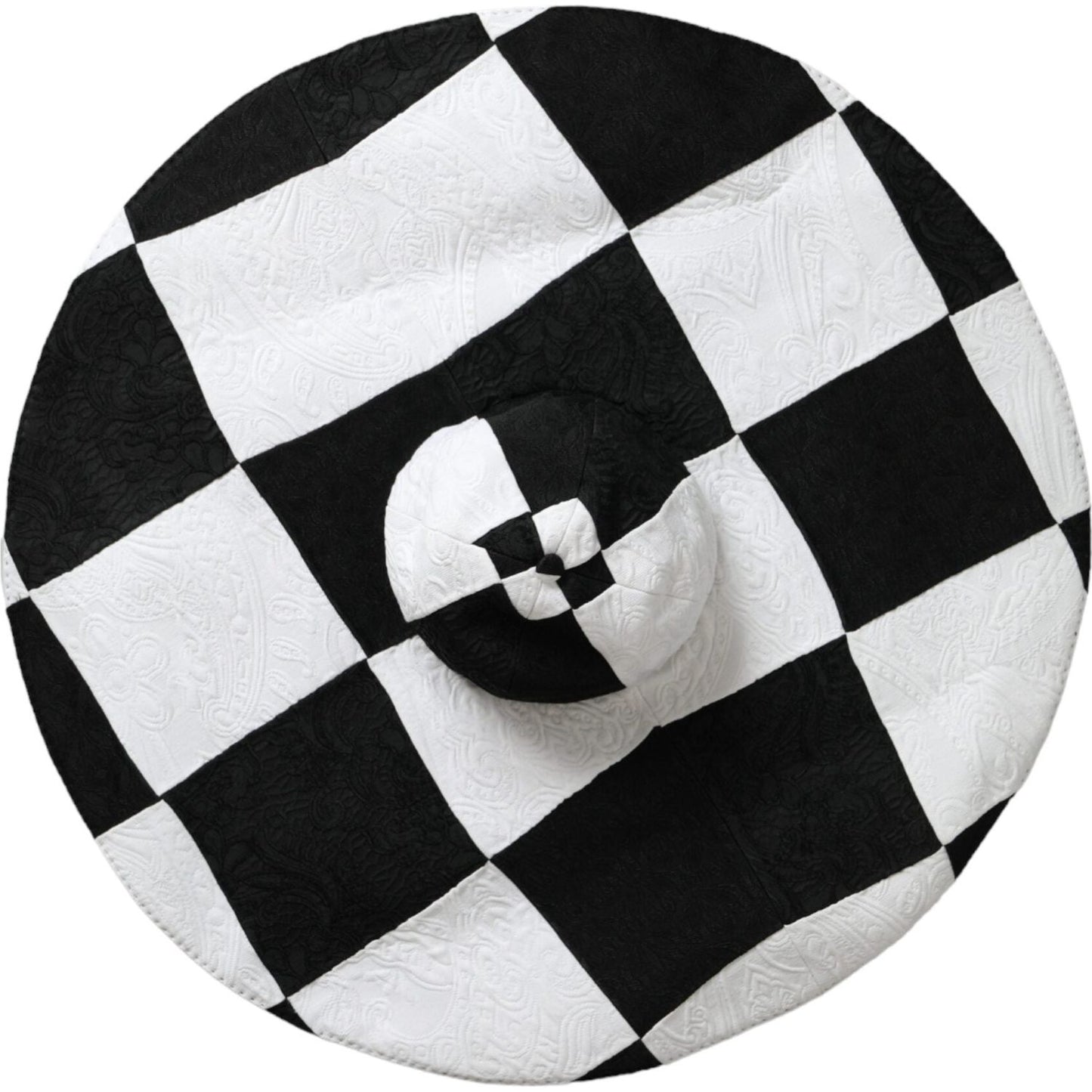 Dolce & Gabbana Black White Checkered Wide Brim Floppy Hat Dolce & Gabbana