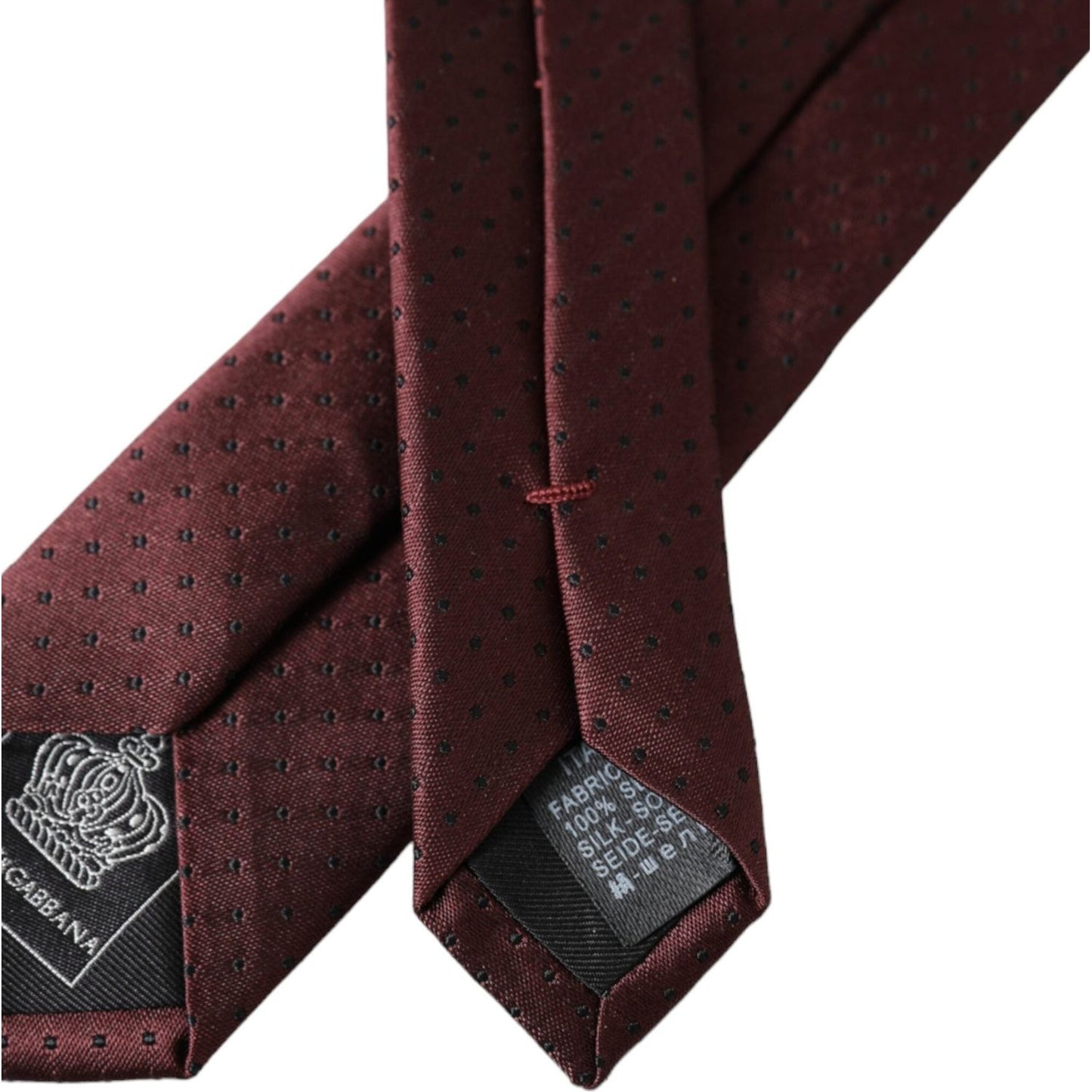 Dolce & Gabbana Maroon Dotted 100% Silk Adjustable Men Tie Dolce & Gabbana