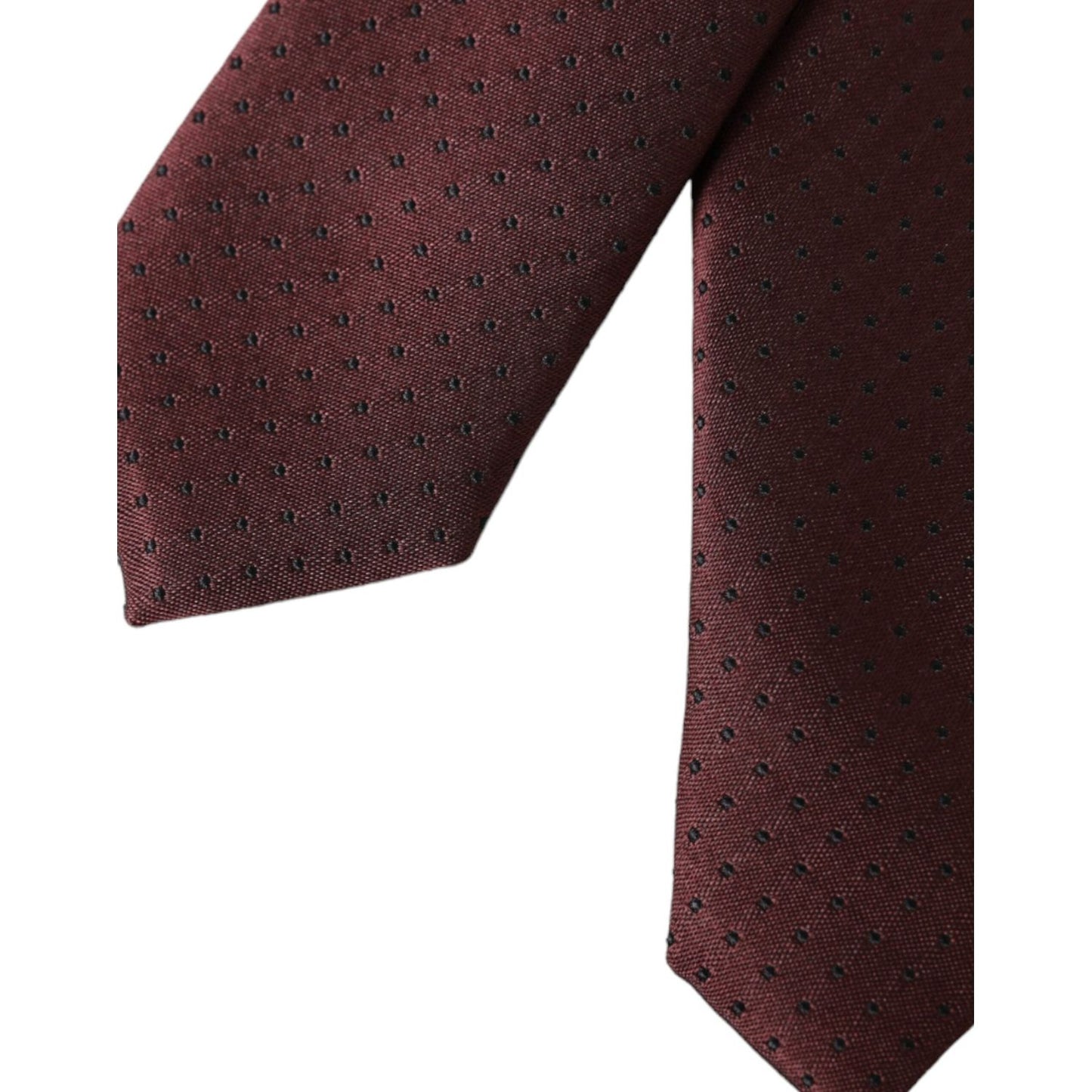 Dolce & Gabbana Maroon Dotted 100% Silk Adjustable Men Tie Dolce & Gabbana