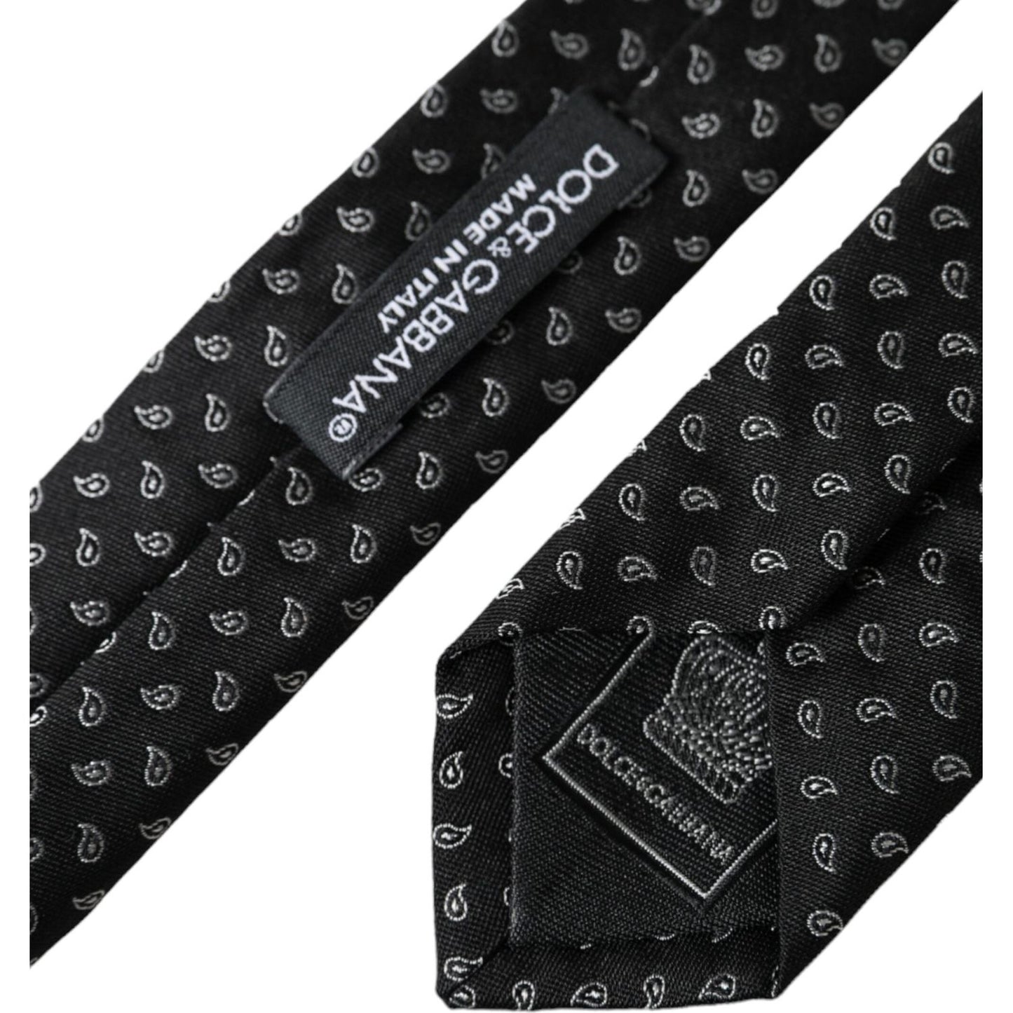 Dolce & Gabbana Black Jacquard Patterned Silk Adjustable Men Tie Dolce & Gabbana