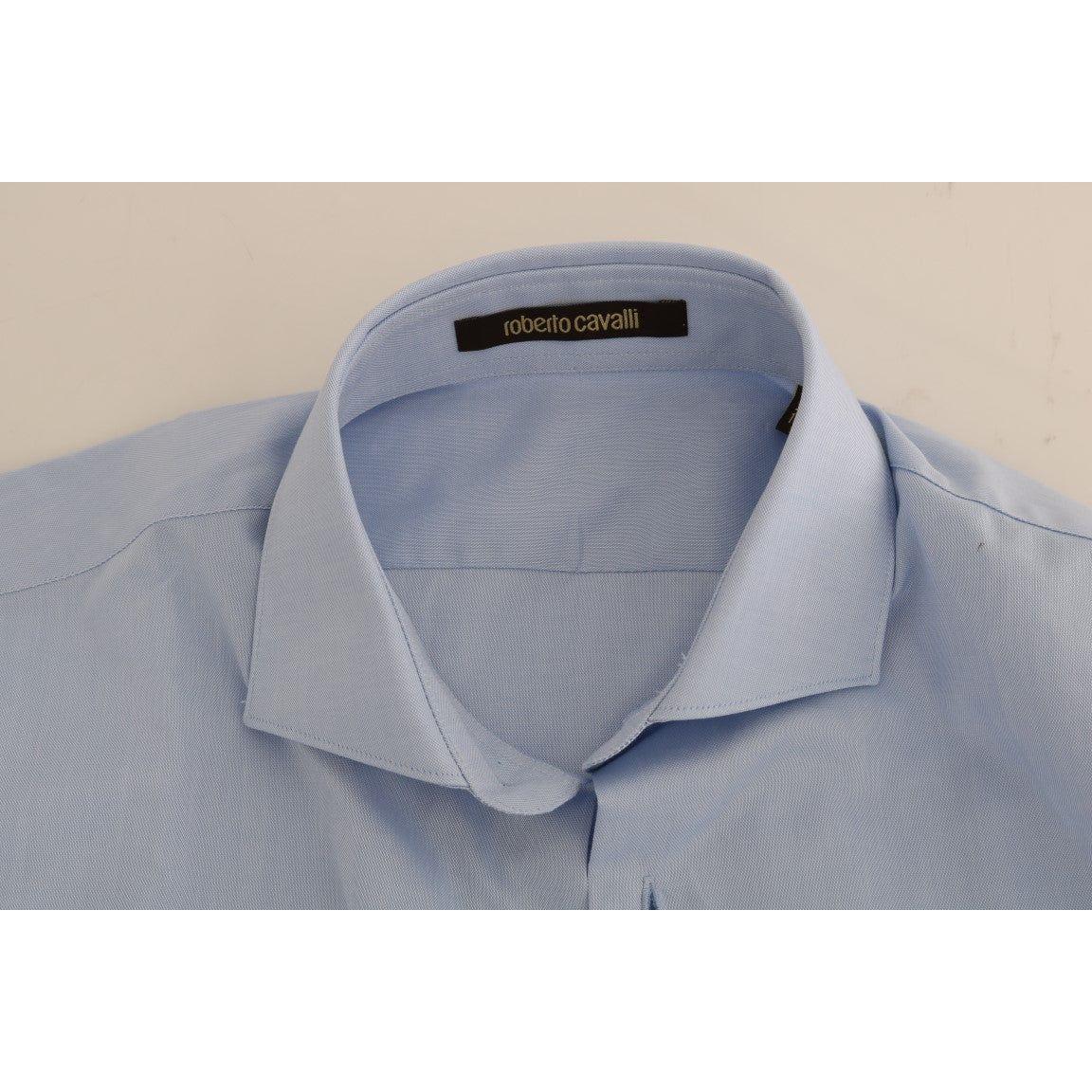 Cavalli Light Blue Cotton Dress Shirt Cavalli