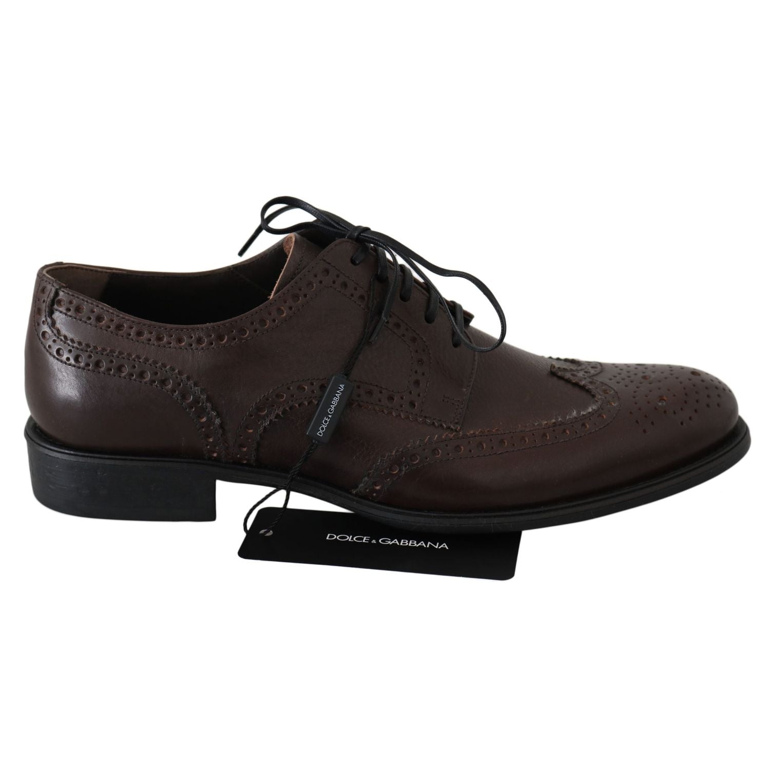 Dolce & Gabbana Brown Leather Brogue Derby Dress Shoes