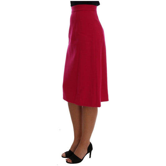 Dolce & Gabbana Elegant Pink Wool A-Line Knee-Length Skirt Dolce & Gabbana