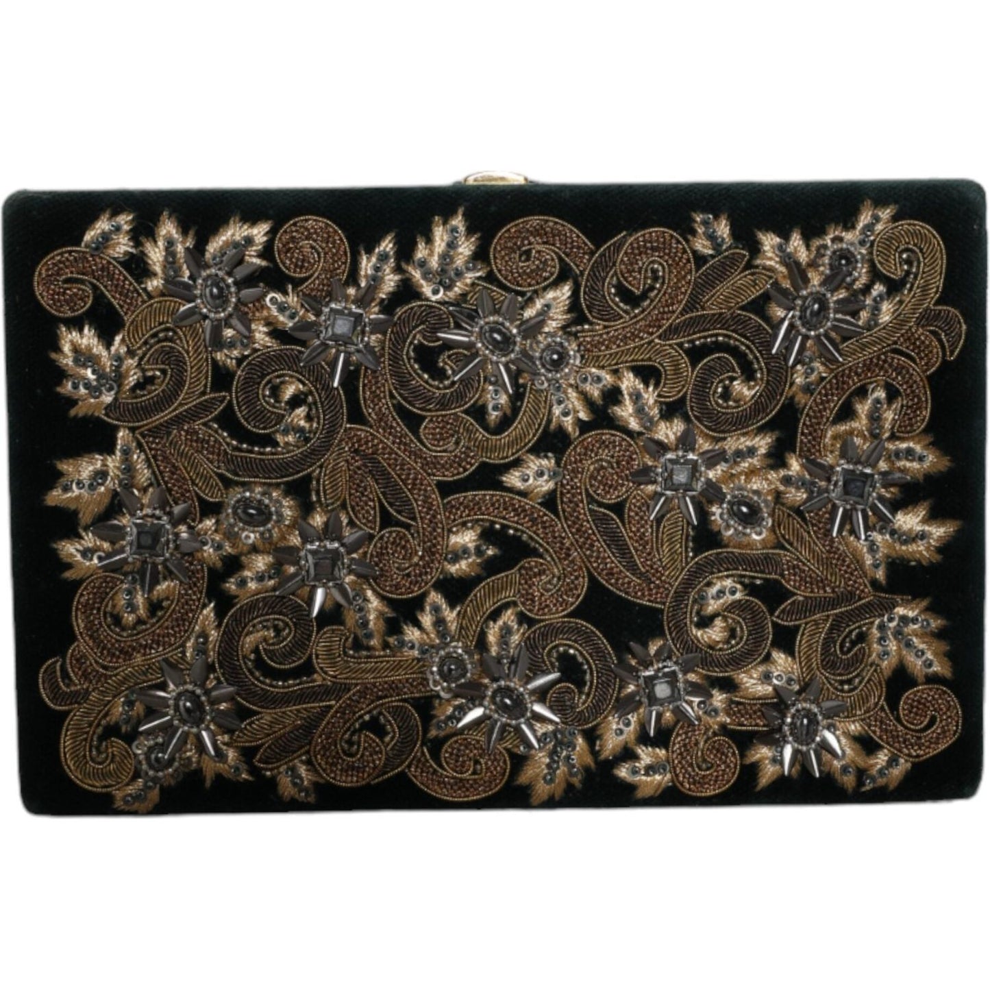 Dolce & Gabbana Black Velvet Gold Frame Clutch Evening Party Purse Bag Dolce & Gabbana