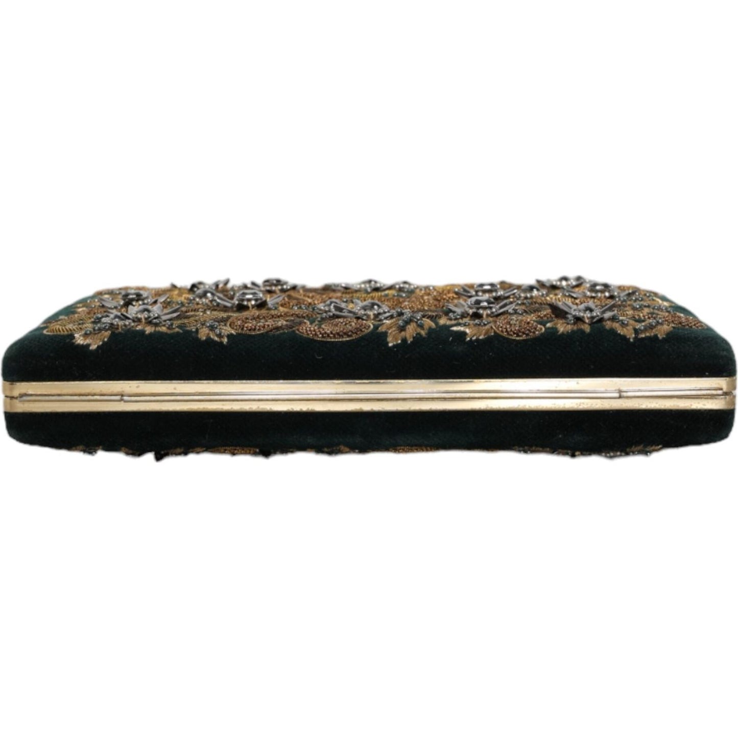 Dolce & Gabbana Black Velvet Gold Frame Clutch Evening Party Purse Bag Dolce & Gabbana