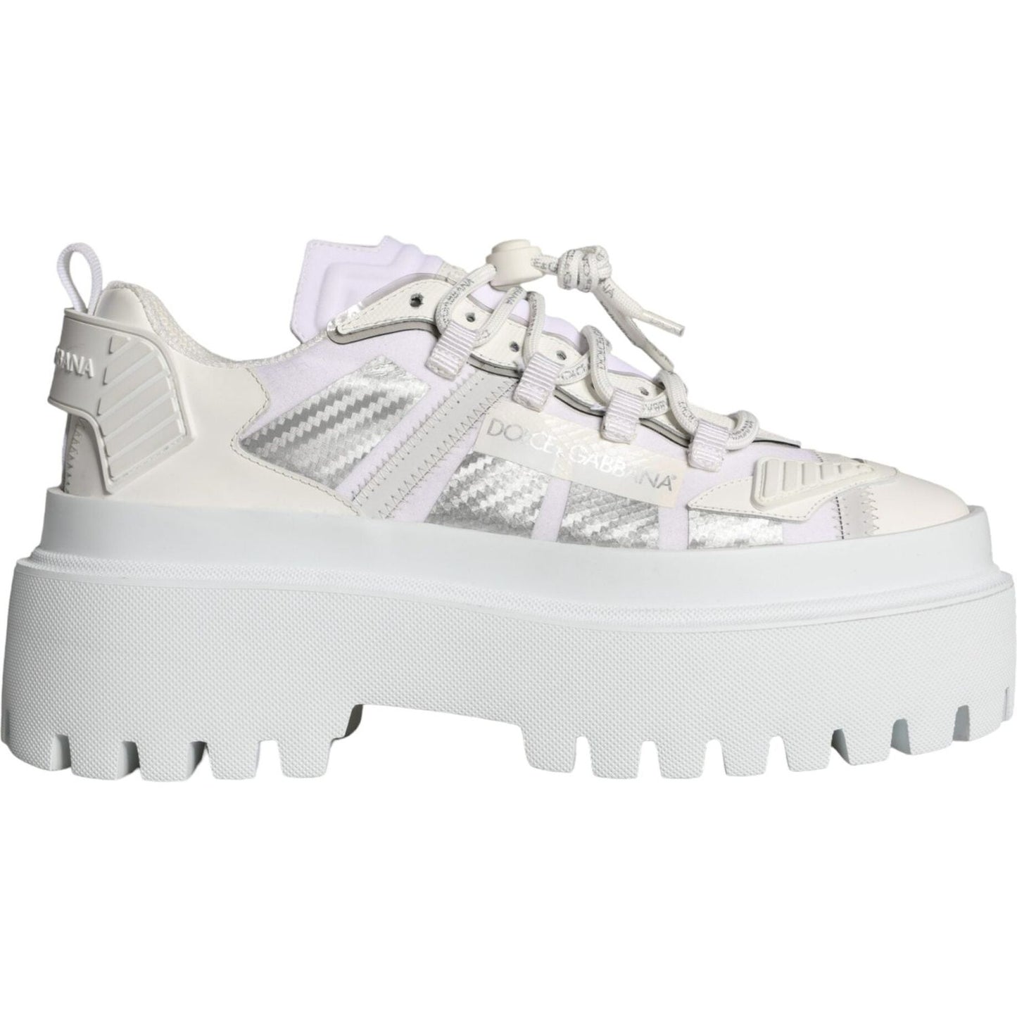 Dolce & Gabbana White Silver Chunky Platform Sneakers Shoes Dolce & Gabbana