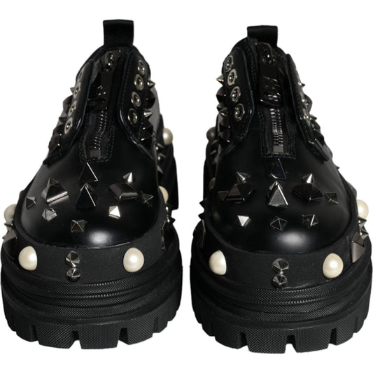 Dolce & Gabbana Black Trekking Studded Derby Sneakers Shoes Dolce & Gabbana