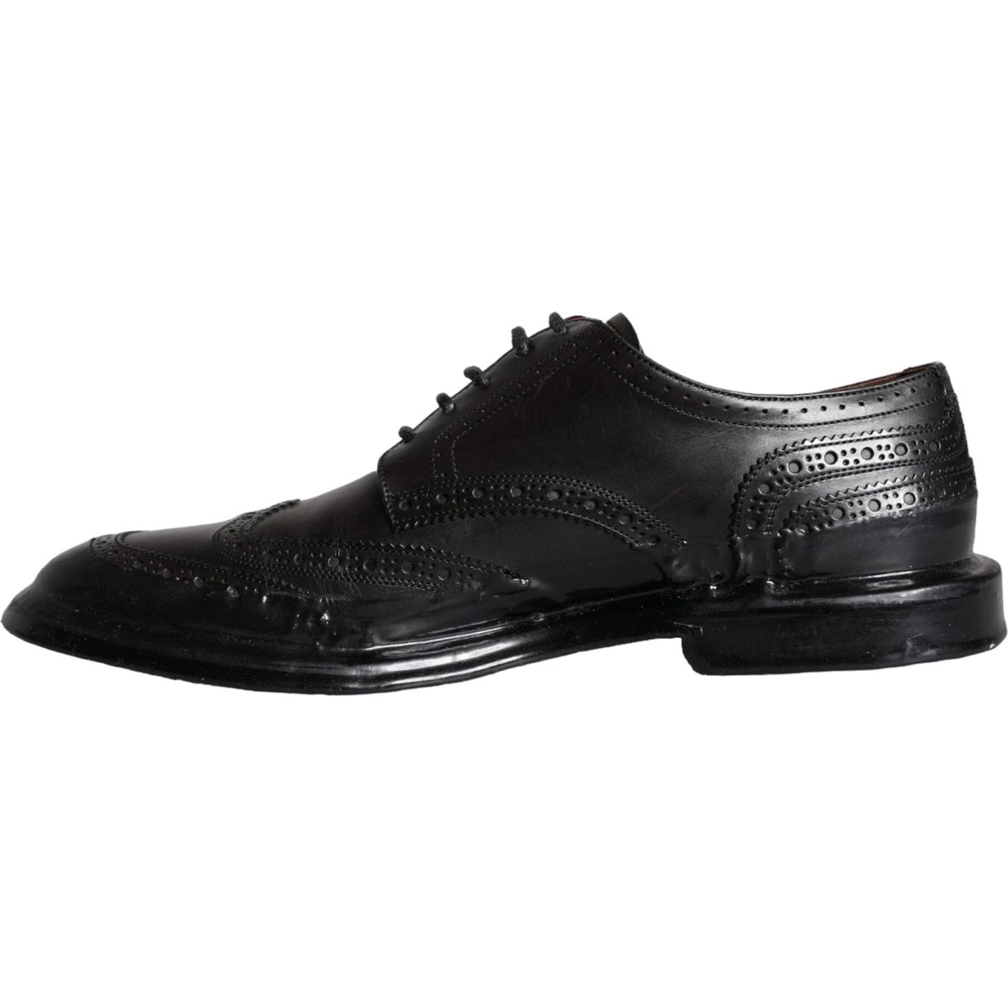 Dolce & Gabbana Black Leather Oxford Wingtip Formal Men Shoes Dolce & Gabbana